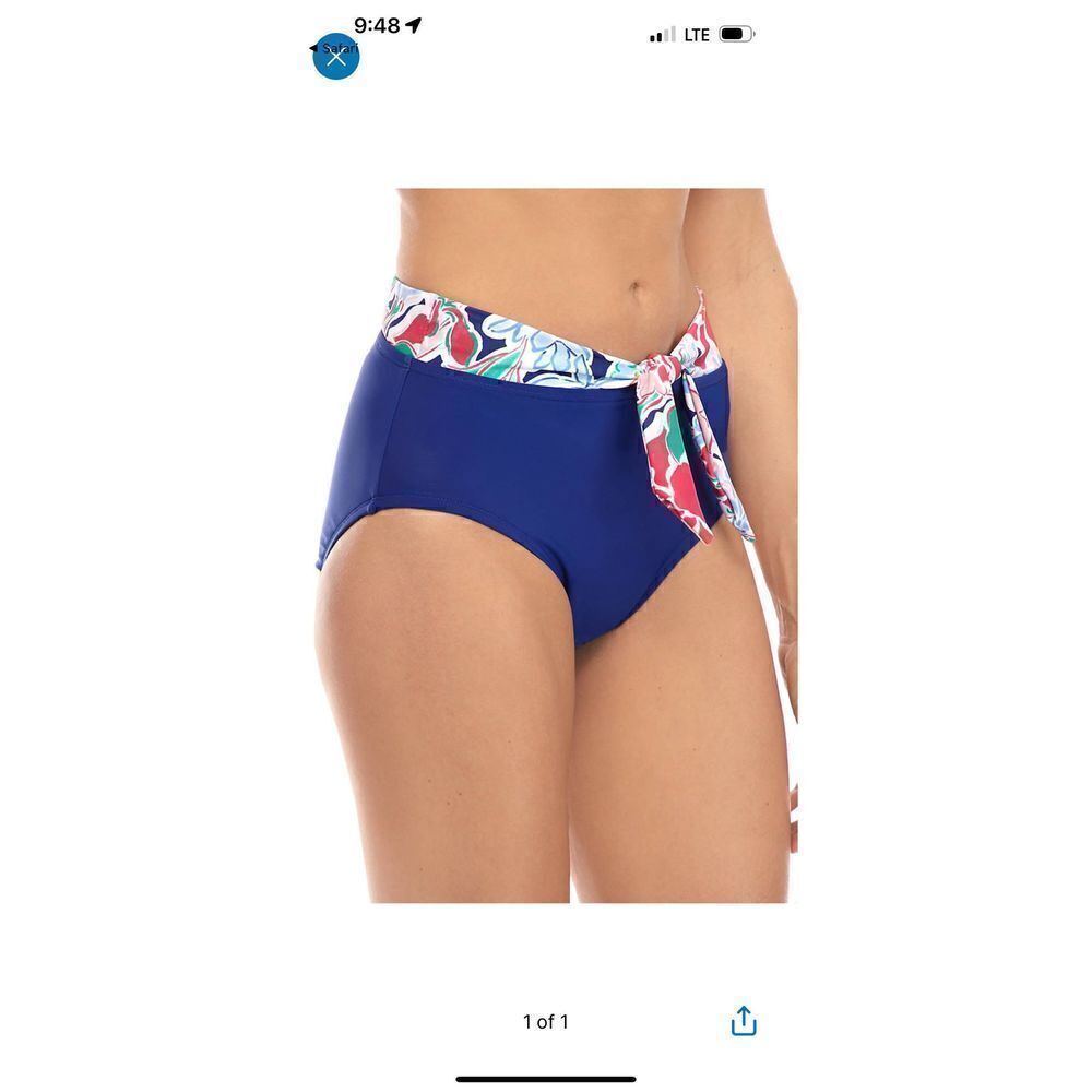 Crown & Ivy Bouquet Sway High Waisted Swim Bottoms with Sash